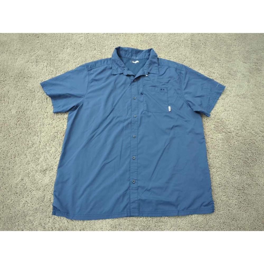 Columbia PFG Button Up Shirt Mens XL‎ Blue Short Sleeve Fishing Outdoor
